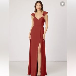 Azazie Terracotta Everett Bridesmaid Dress. Size A6.